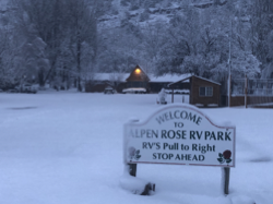 Winter Welcome at Alpen Rose RV Park Durango Colorado